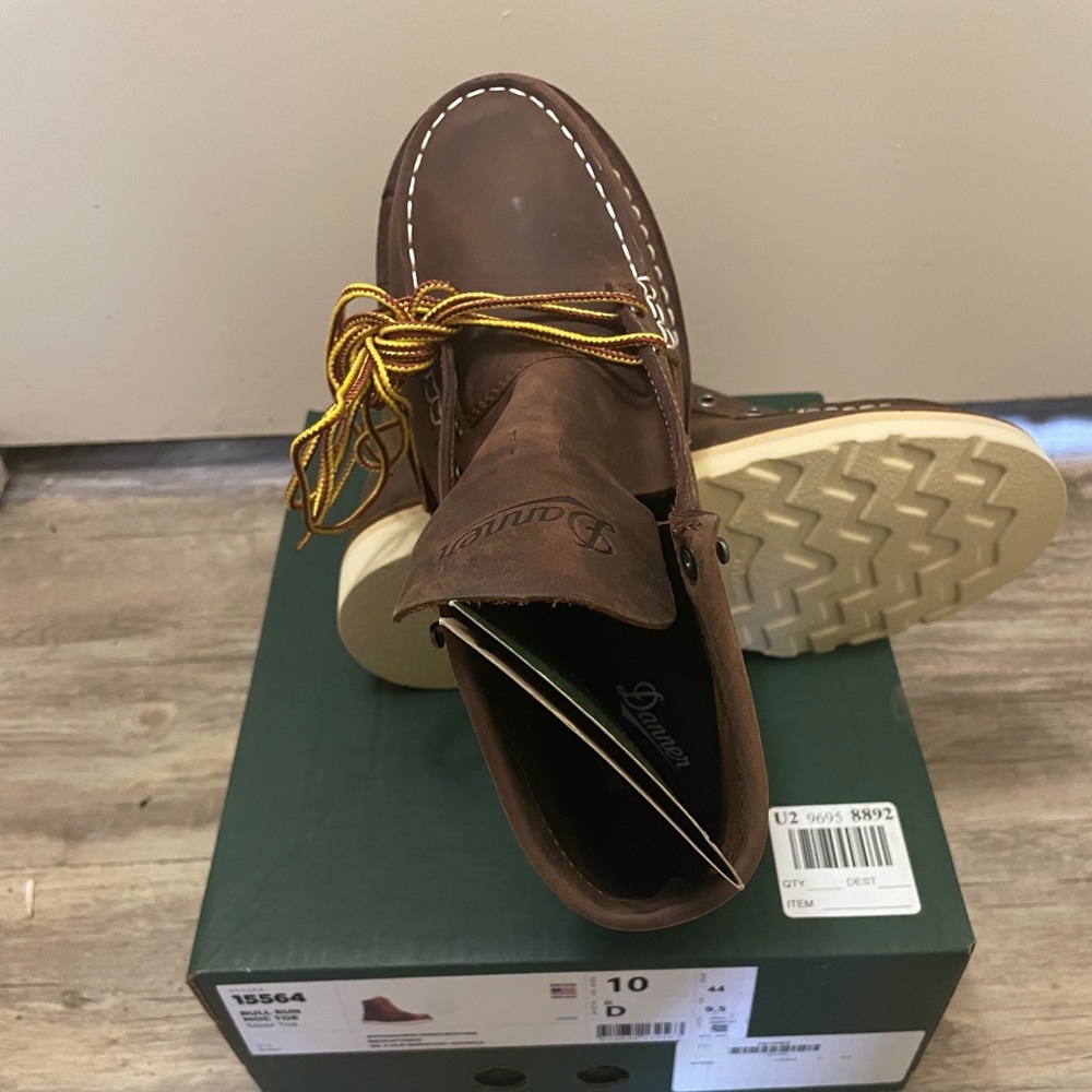 Danner Men’s Brown Bull Run moc toe 6’’ boots, steel toe NIB